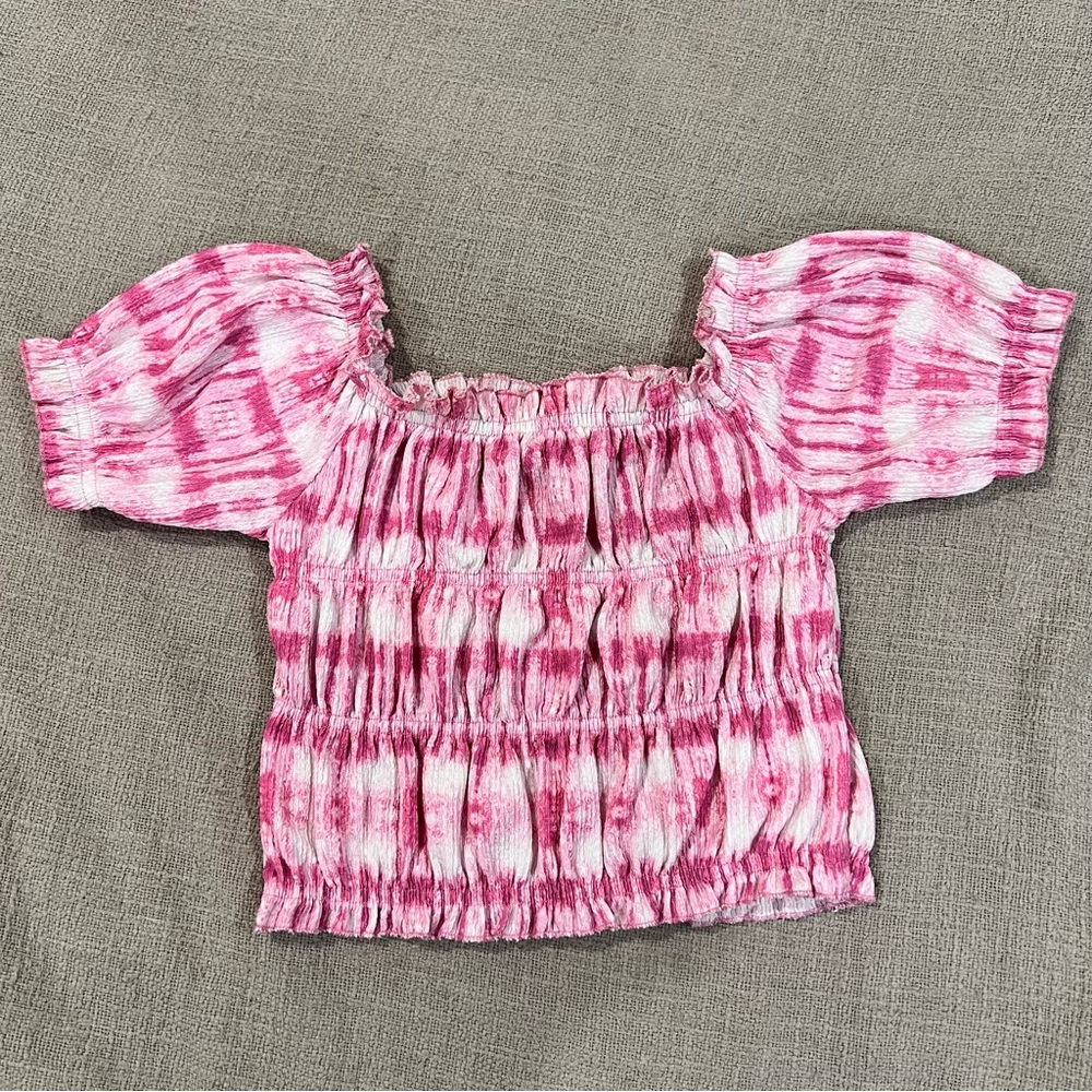 Zara Girls Textured Tie Dye Crop T-Shirt